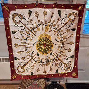 Vintage Hermes Paris silk scarf  with Les Cles pattern  90 cm x 90 cm
